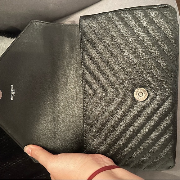 Black and silver envelope style shoulder or crossbody bag. - Picture 4 of 8